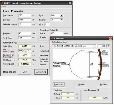 Magnet-Loopantennen-Rechner - Screenshot