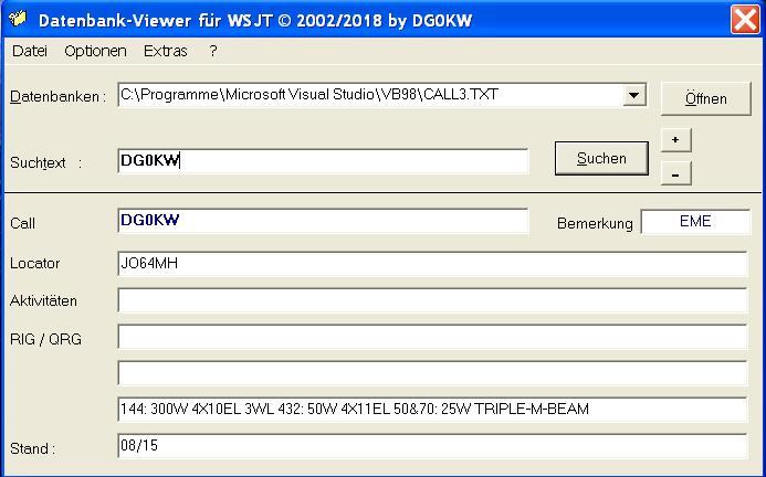 WSJT-Datenbank-Viewer - Screenshot