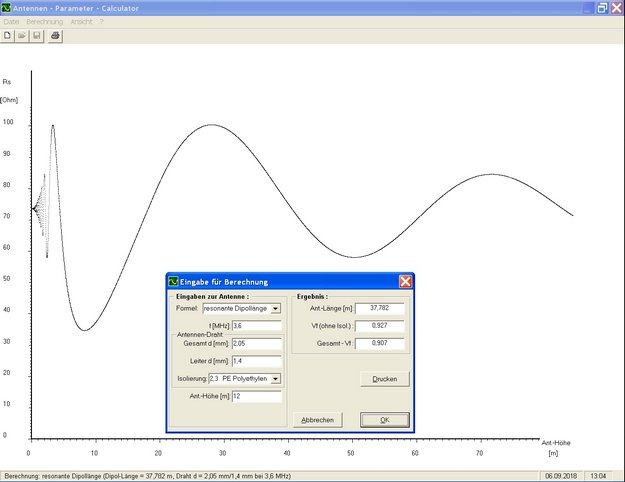 Antennen - Parameter - Calculator - Screenshot